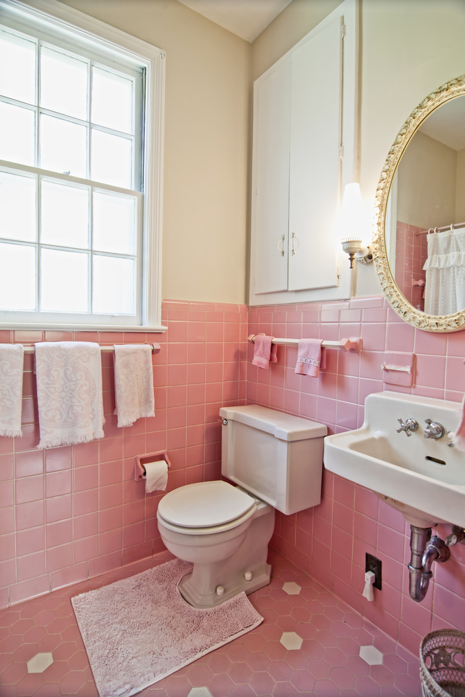pink tiled bathroom renovation