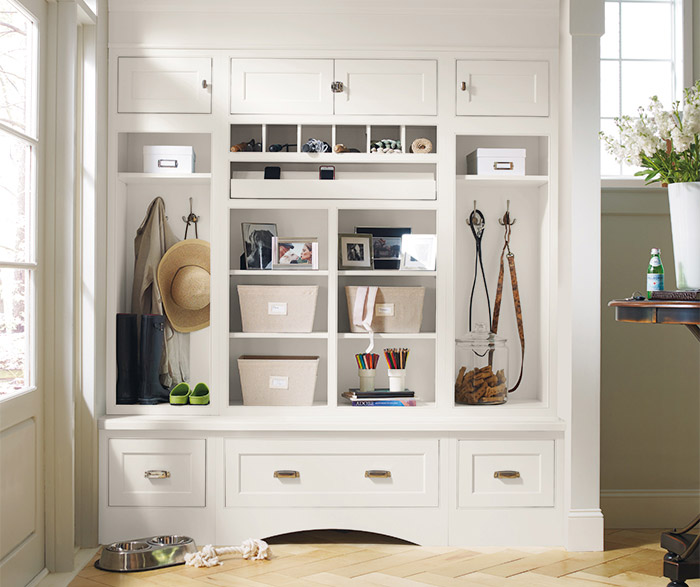 White Entryway Cabinets